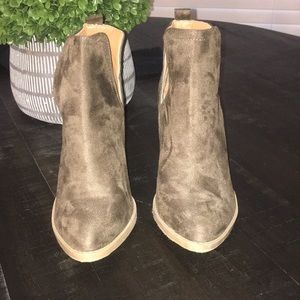 Green suede booties
